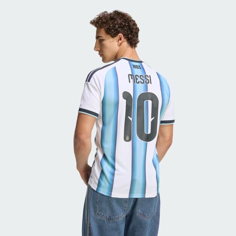 NWT Adidas Argentina 26 Home Messi #10 Soccer Jersey M White Ice Blue AFA Slim